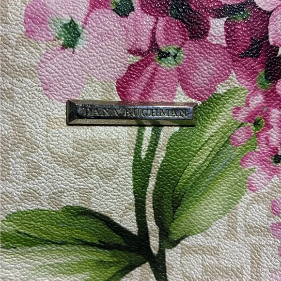 Dana Bachman Vegan Leather Floral Women's Tote Bag Top Snap Interior Zippers - Picture 2 of 7